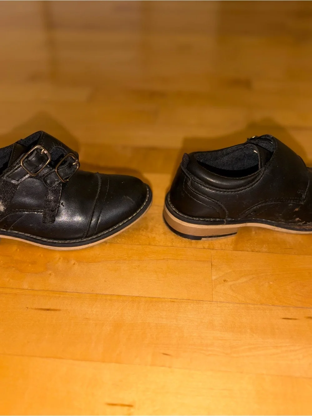 Steve Madden Little Kids Black Double Monk Strap Shoes